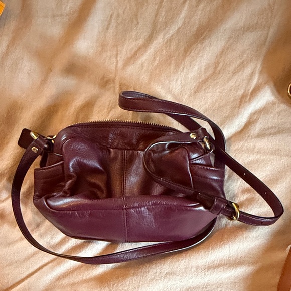 Coach Burgundy Leather Crossbody Bag with Gold Buckle - Picture 3 of 4
